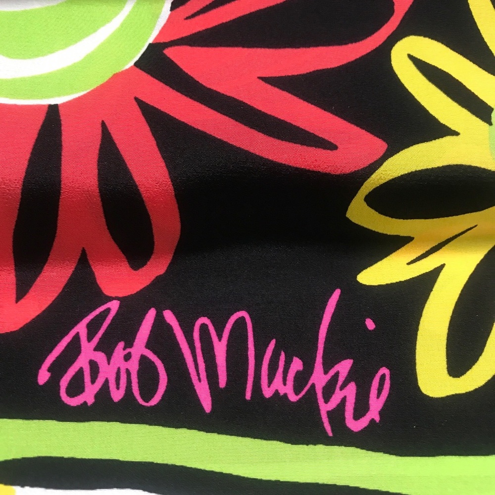Bob Mackie multi bright colored Floral Scarf with Bright Accents Signature NIB